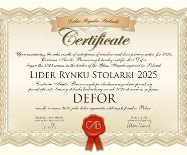 For the eighth time, DEFOR SA has been named the market leader in the window joinery category for 2025!