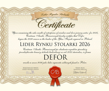 Leader of the façade segment in Poland – DEFOR's 9th Window & Door Market Leader title